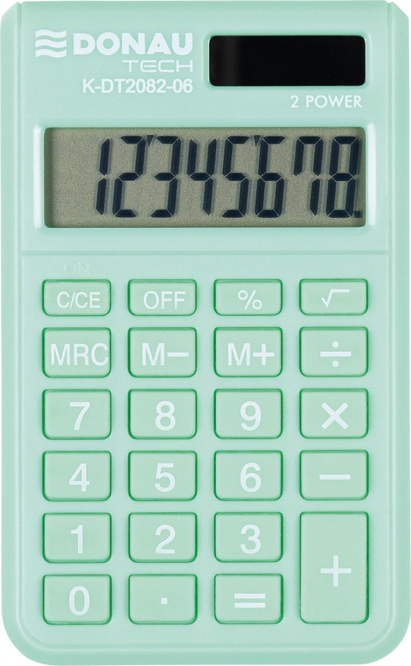 ჯიბის კალკულატორი DONAU TECH, K-DT2082, 97X60X10 მმ, ღია მწვანე