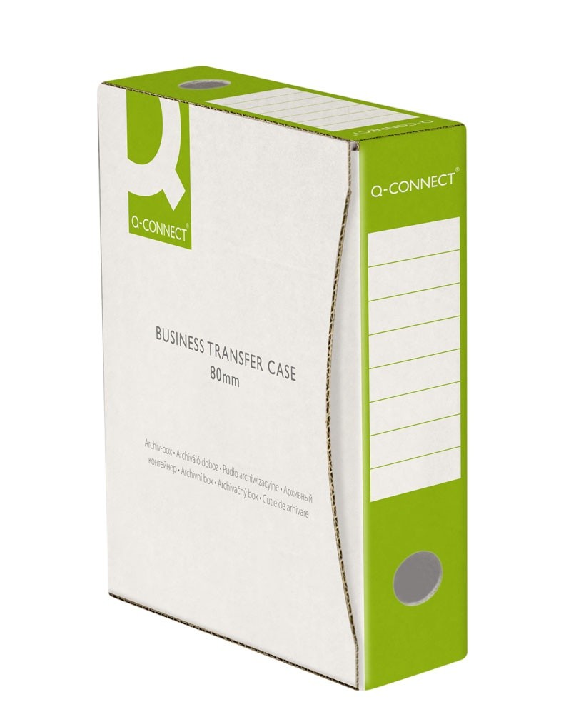 საარქივე ბაინდერი / ყუთი ვერტიკალური Q-CONNECT A4 80მმ მწვანე (იტევს 800 ფურცელს)