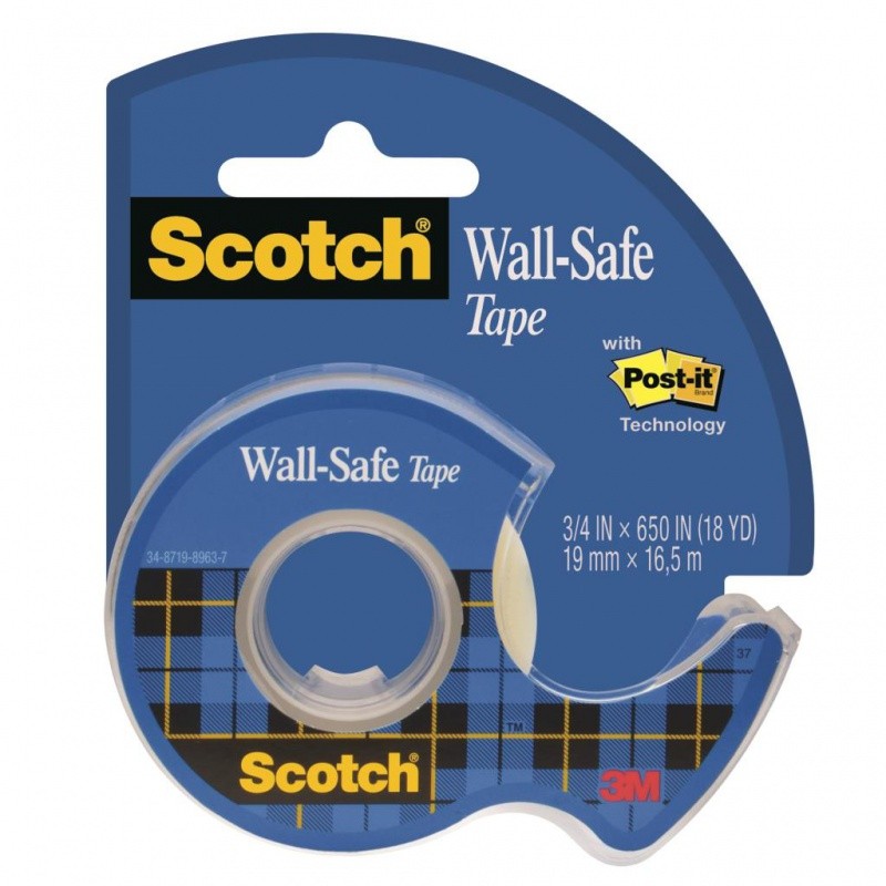 სკოჩი დისპენსერით 3M SCOTCH® WALL-SAFE, 19მმx16.5მ
