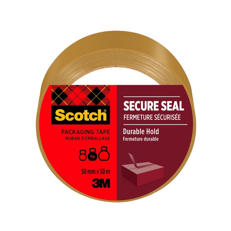 შესაფუთი სკოჩი 3M SCOTCH®, SECURE SEAL, 50მx50მმ, 50 მიკრონი, ყავისფერი