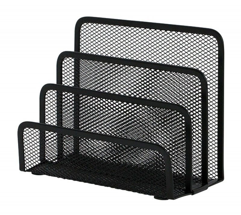 ბუკლეტების თარო Q-CONNECT, მეტალი, 3 განყოფილებიანი, 170x135x83მმ, შავი