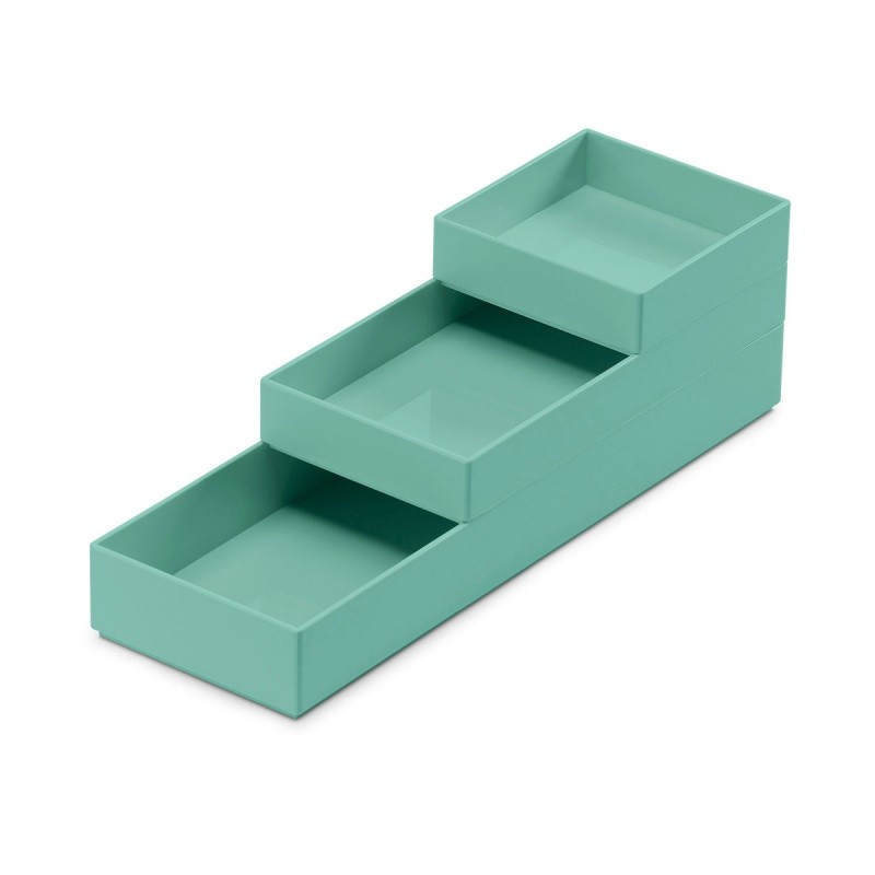 ორგანაიზერი სექციური MOXOM, კონტეინერების სეტი, 25x8x5.5სმ, 3 ნაწილიანი, ფირუზისფერი