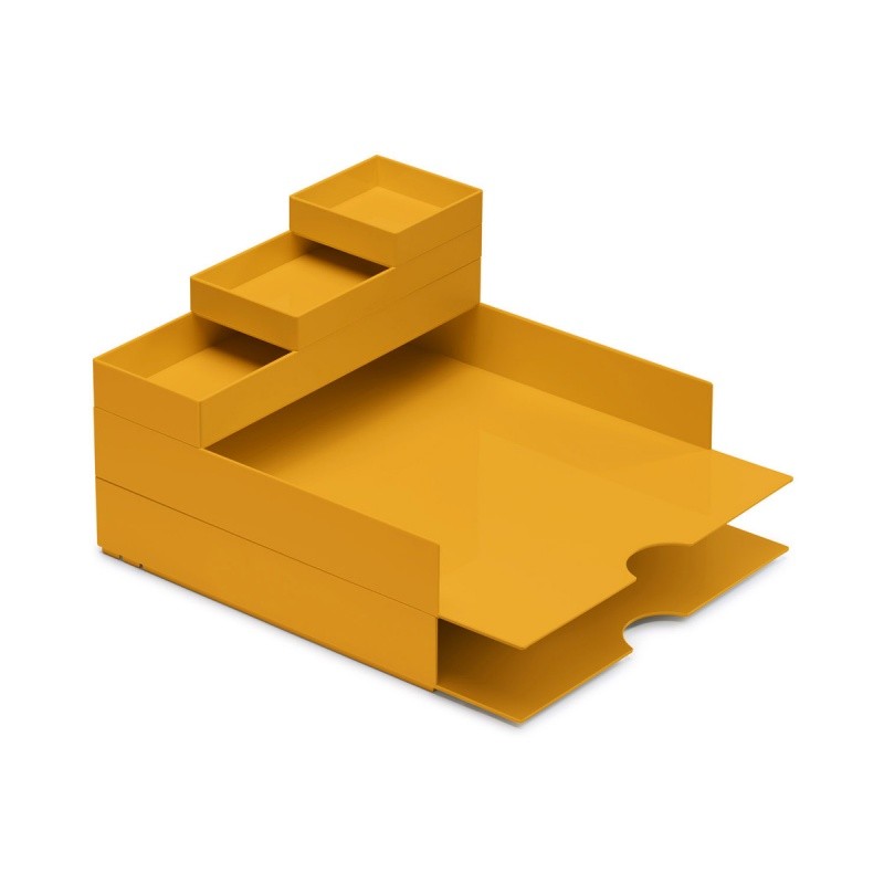 სასაბუთე თარო სექციური MOXOM 320x260x60მმ, 5 ნაწილიანი, ყვითელი