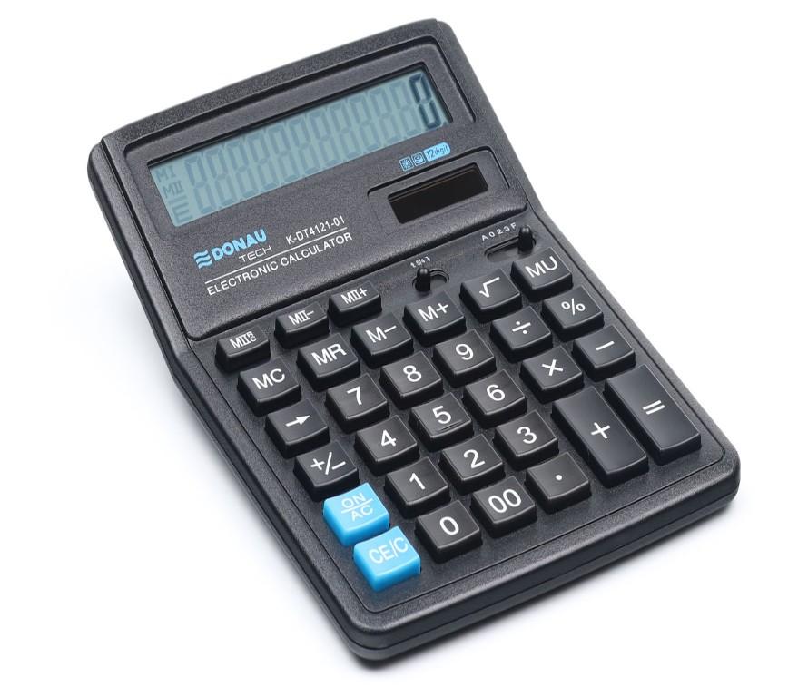 DESKTOP CALCULATOR DONAU TECH, K-DT4121, 190x143x40 MM, BLACK
