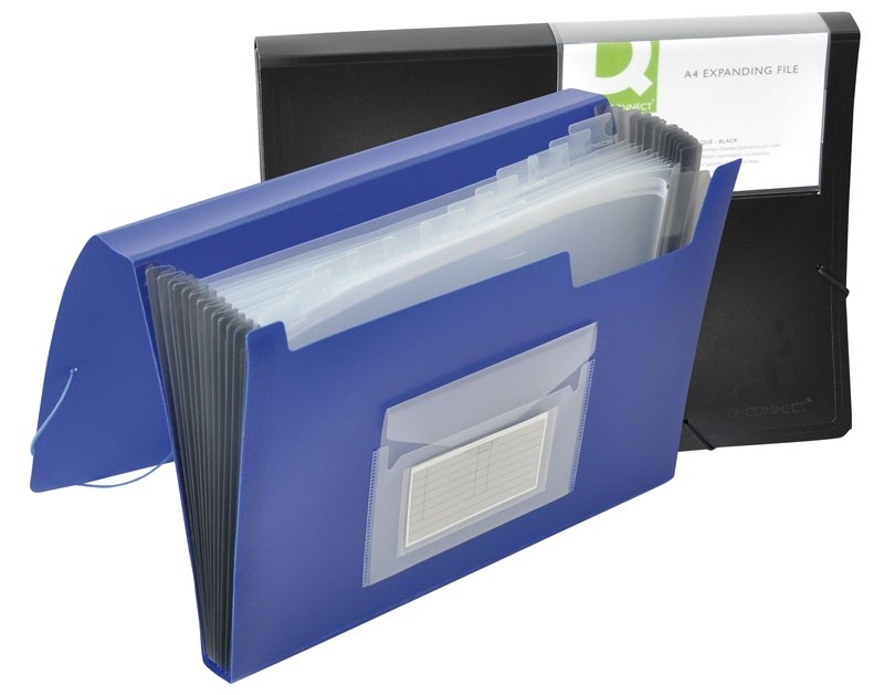 FILE FOLDER WITH 12 DIVIDERS TABS AND BAND BLACK