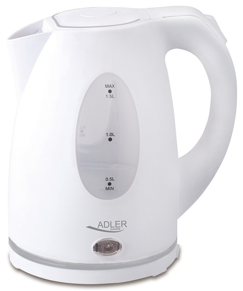 CORDLESS KETTLE PLASTIC, ADLER, 1,5L, POWER 2000 W, WHITE