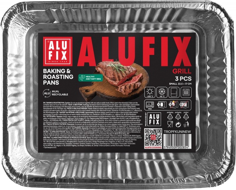 Alufix Fix-Grill საცხობი და შესაწვავი ალუმინის ფორმები, პატარა, 3 ცალი