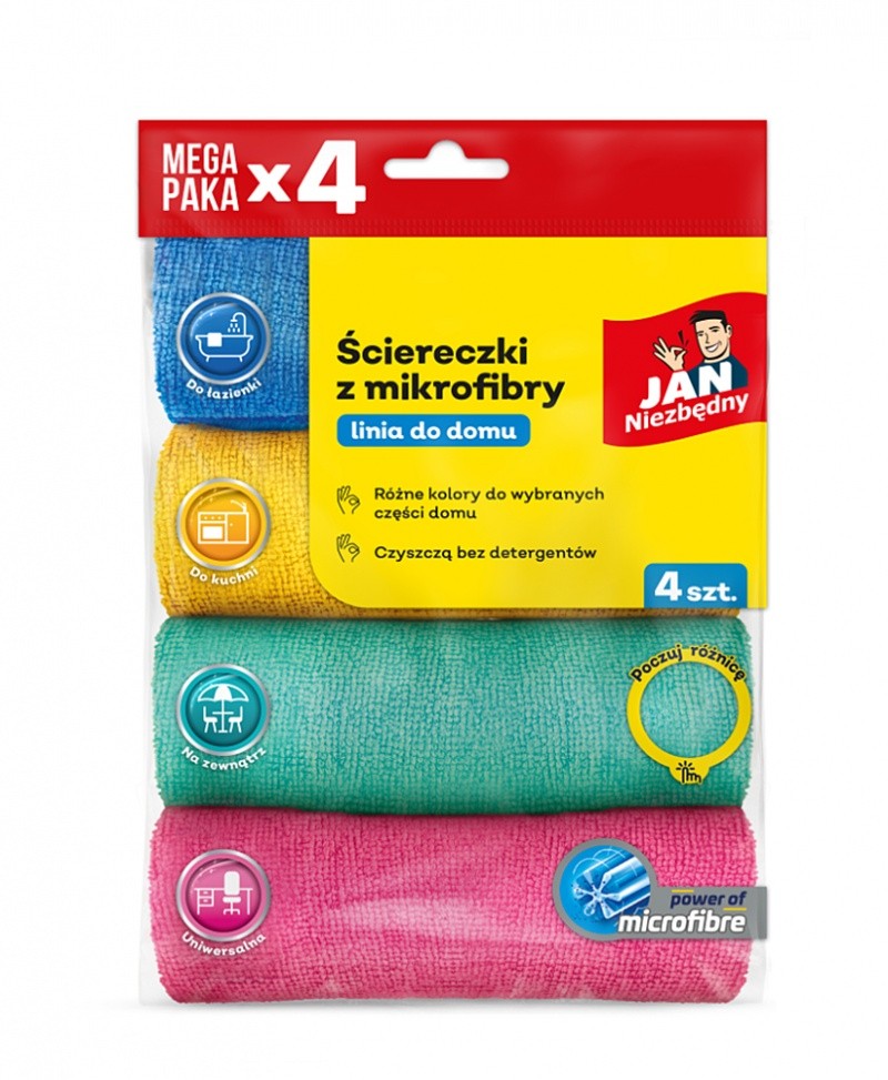 MICROFIBER CLOTH, JAN NIEZBĘDNY, SET 4PCS