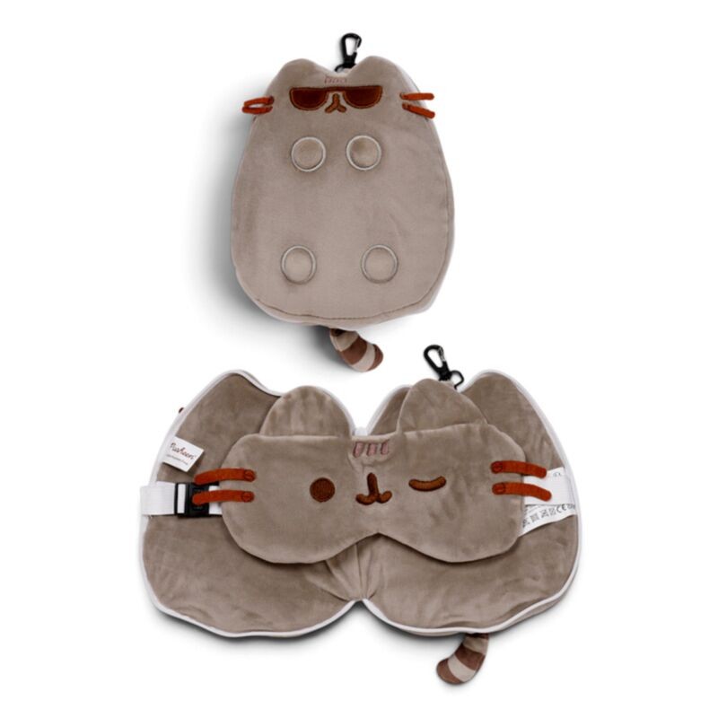 Relaxeazzz Pusheen the Cat მზის სათვალით, ფორმის სამგზავრო ბალიში და თვალის ნიღაბი