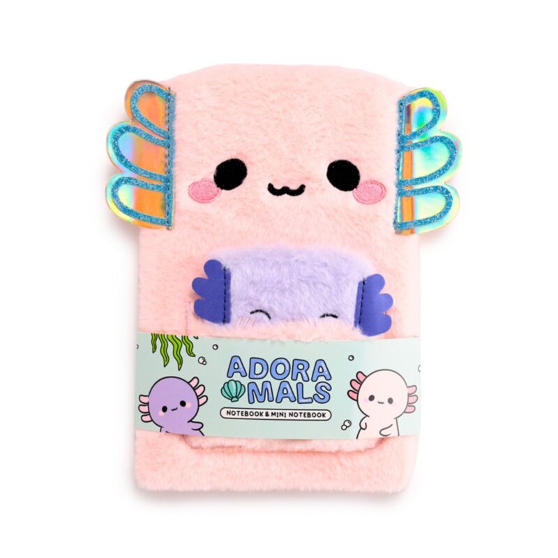 Adoramals Maddie the Axolotl რბილი ბლოკნოტი ჩანთით და მინი ბლოკნოტით